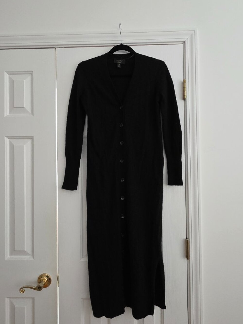 Charter Club 100% Cashmere Long Cardigan/Dress – Black Button Front Sweater